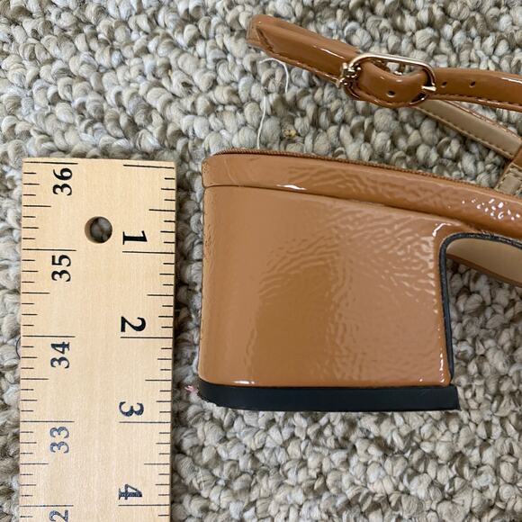 Sam Edelman Tarra Heels Size 9 Tan Black Patent Square Slingback Business Casual - Picture 12 of 13